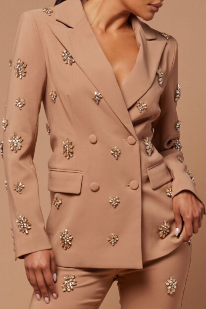Chaqueta Elegante con Detalles Brillantes y Cuello Solapa - Image 11