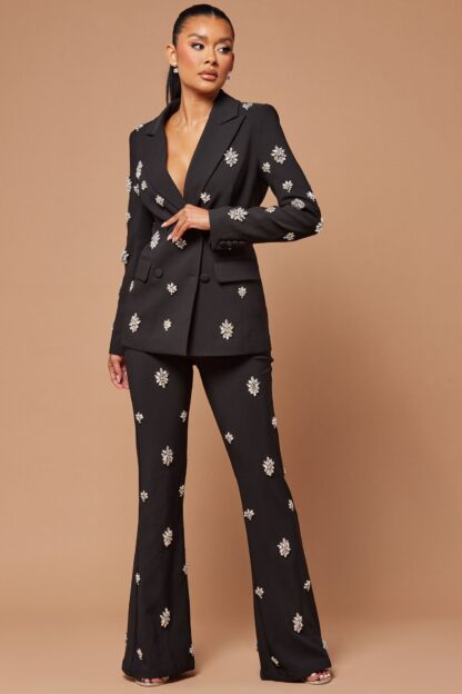 Chaqueta Elegante con Detalles Brillantes y Cuello Solapa - Image 2