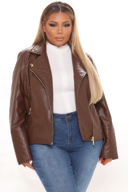 Chaqueta Moto de Cuero Vegano de Manga Larga - Image 14